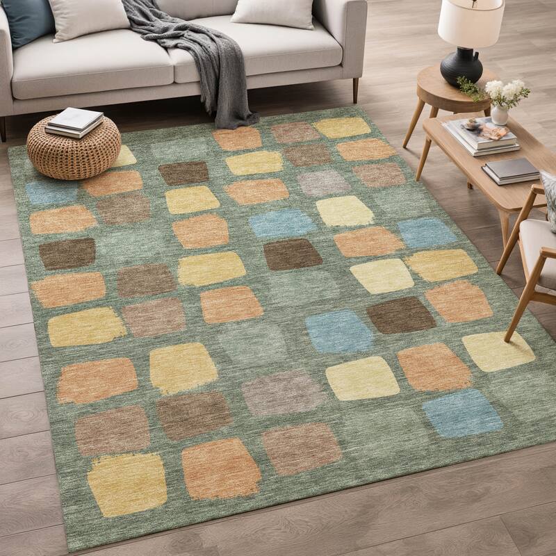 Machine Washable Indoor/ Outdoor Casual Hoppy Chantille Rug