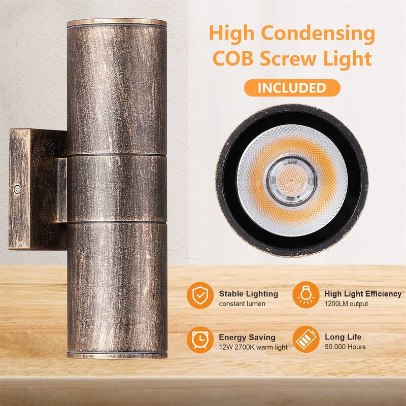 Up Down Outdoor Wall Light, IP65 Waterproof Alumnium Integrated Cylinder LED