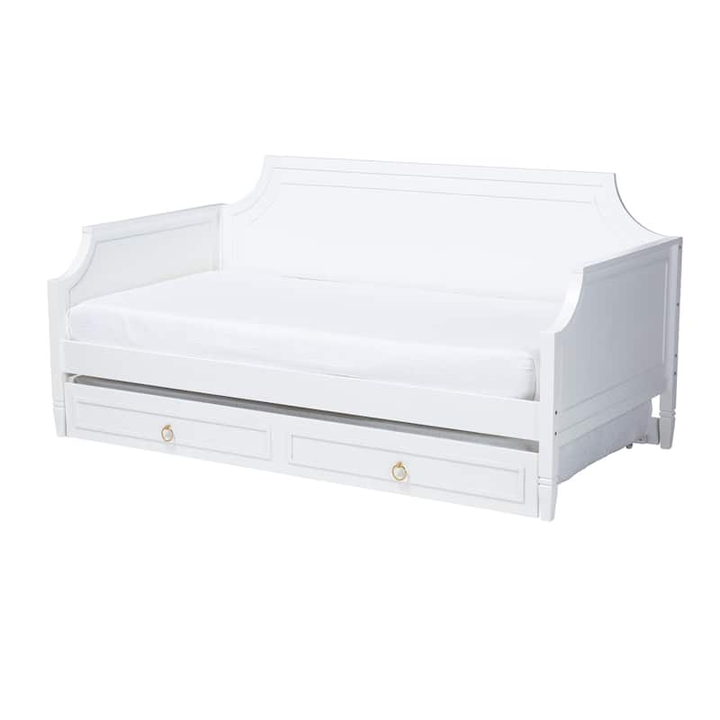 Mariana Classic and Traditional Wood Daybed-Grey or White - White - Full over Twin