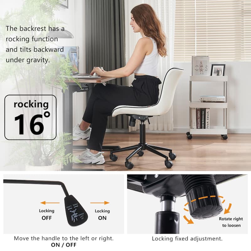 Ergonomic Office Chair Swivel Armless Desk Chair with Wheels