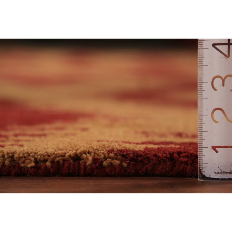 Hand Knotted Oriental 100% Wool Carpet Modern Geometric Red Moroccan Area Rug - 11' 8'' X 8' 11''