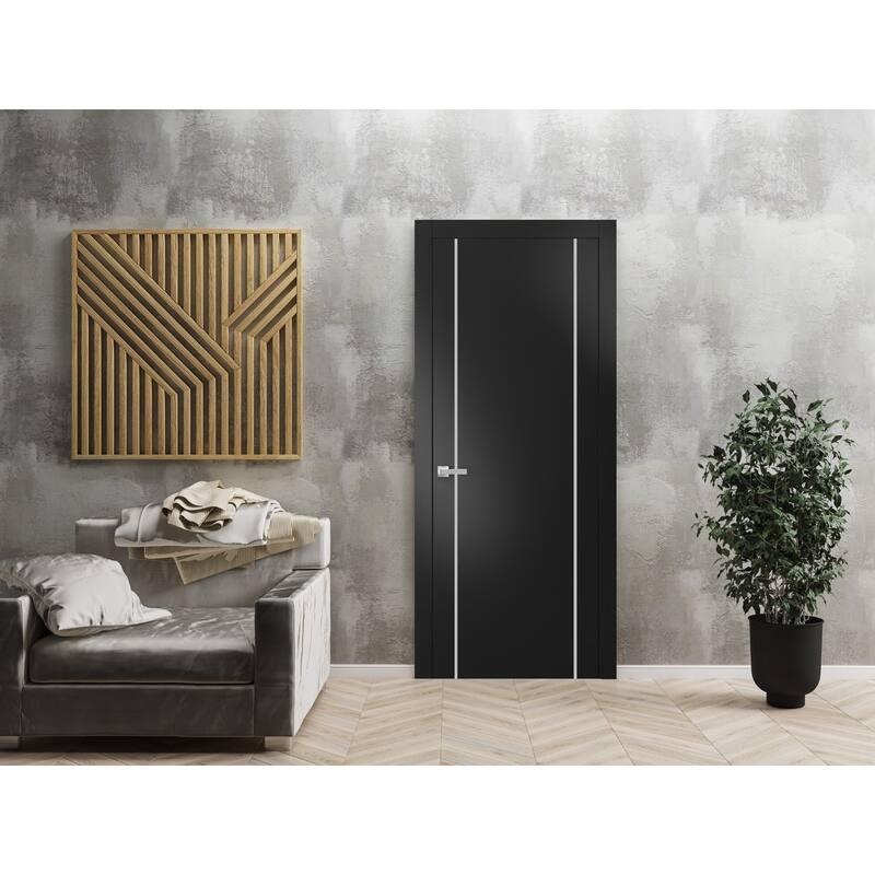 Slab Barn Door Panel 18 x 80 Planum 0410 Matte Black with Sturdy Finished
