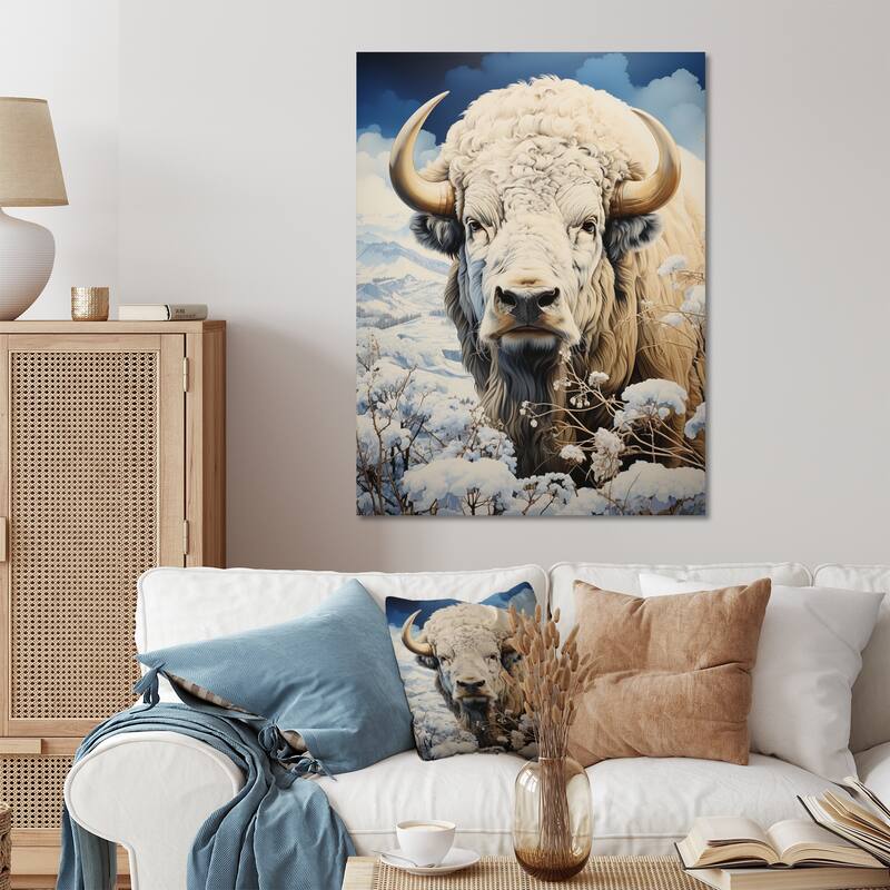 Designart "Buffalo Majestic Bison Pastoral I" Animals Bison Metal Wall Decor