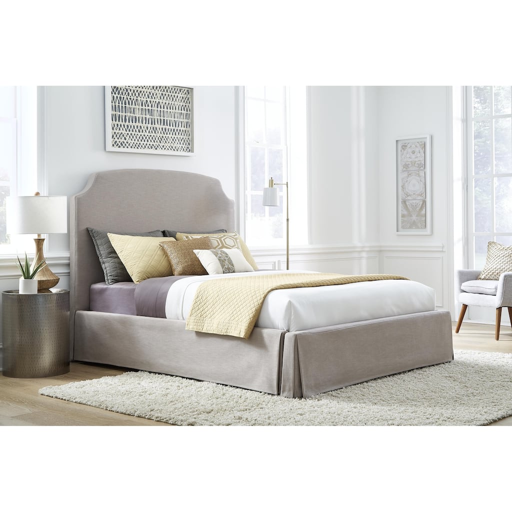 Laurel Upholsterd Skirted Storage Panel Bed in Wheat
