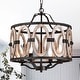 preview thumbnail 1 of 1, Moonring 18 Inch Farmhouse Style Pendant Ceiling Lighted Chandelier - Faux Drift Wood