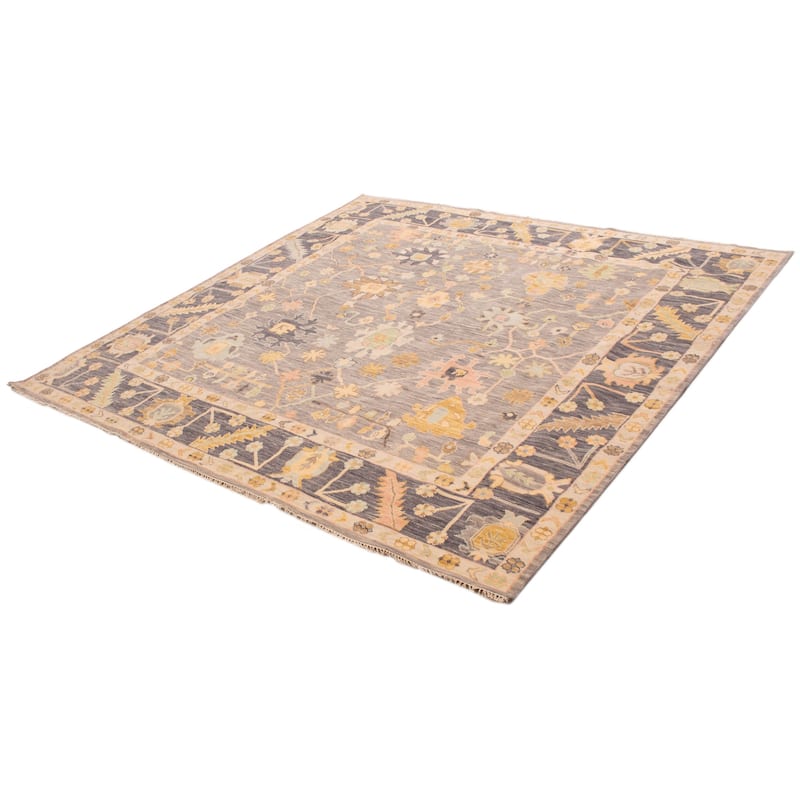 ECARPETGALLERY Hand-knotted Modern Oushak Grey Wool Rug - 10' 2" x 10' 2"