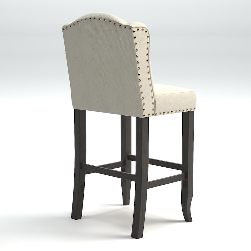 Tays Rustic Linen Tufted Bar Height Chairs (Set of 2) by Furniture of America