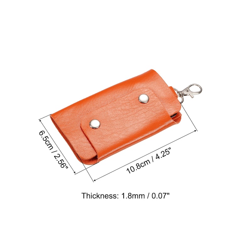 Key Case Cover, 1 Pack PU Leather 6 Keychain Holder Key Sleeve, Orange - 10.8x 6.5cm