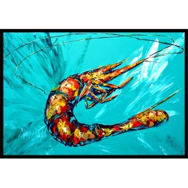 Carolines Treasures MW1100MAT 18 x 27 in. Shrimp Teal Shrimp Indoor & Outdoor Doormat