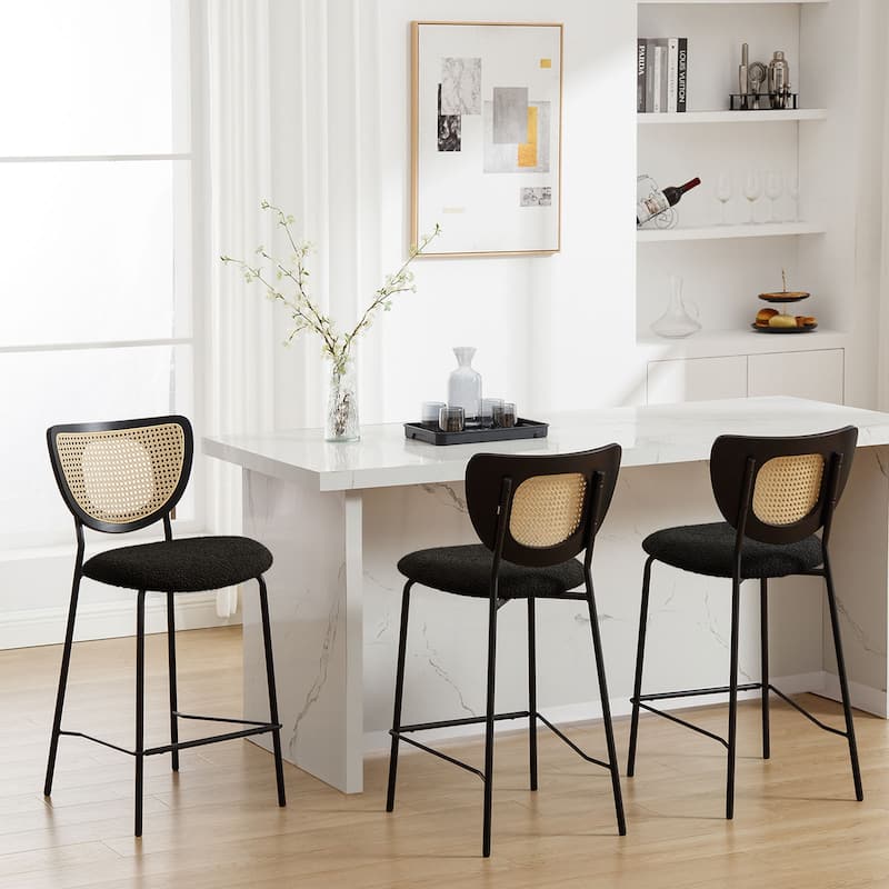26" Rattan Counter Height Bar Stools Set of 2/3/4 - 37.8"H x 17.7"W x 21.7"D