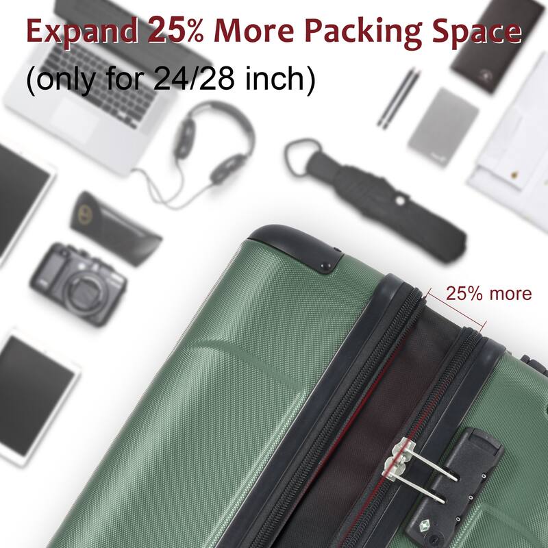 Luggage Sets, 3 Piece Luggage Expandable Suitcase Set, ABS Hardshell 4-Wheel Spinner Luggage with TSA Lock