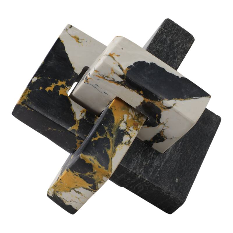 Stone Marble Decorative Object Geometric Sculpture Handcrafted Accent