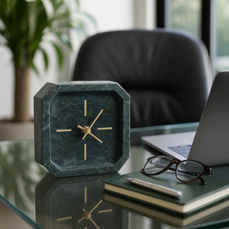 Modern Glam Marble & Stone Clock for Home Decor