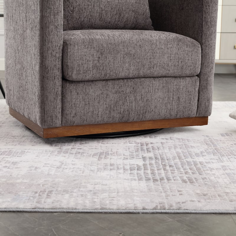 GDFStudio - Harper Chenille Swivel Barrel Chair with Sturdy Metal Base and Ergonomic Design