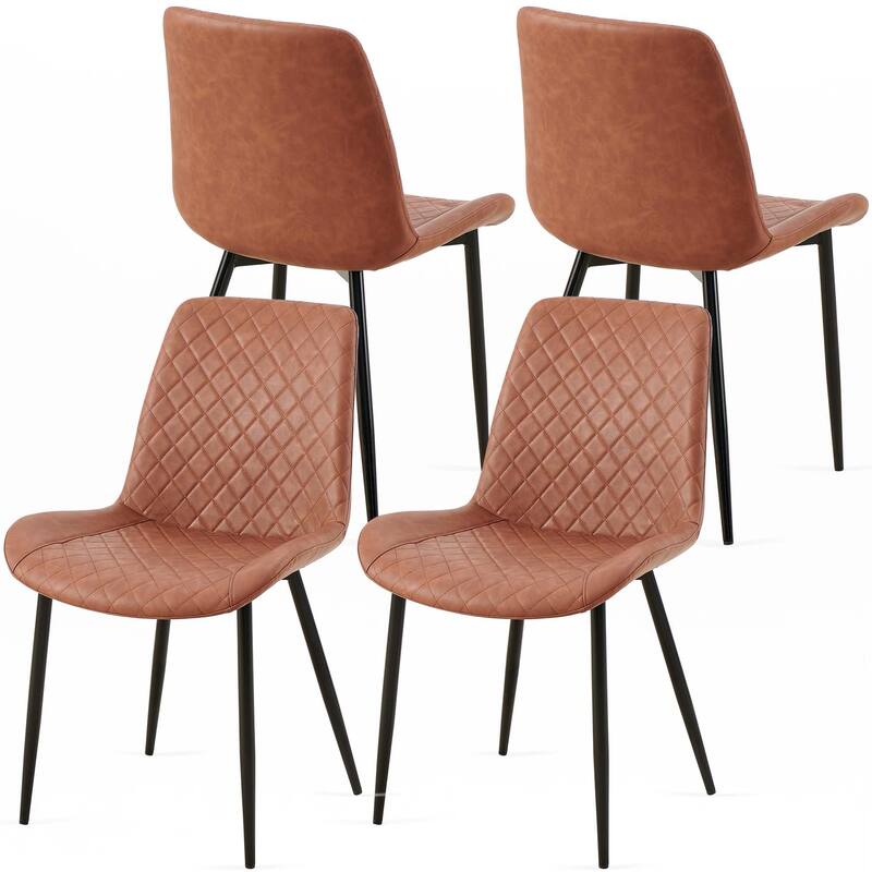 Mid-Century Leathaire Dining Chairs,Side Chair with Metal Legs