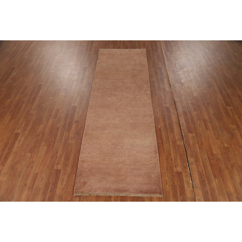 Brown Gabbeh Oriental Runner Rug Hand-Knotted Hallway Wool Carpet - 3'1"x 9'5"