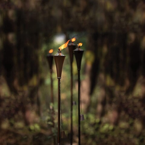 Deco Window Set of 4 Garden/Outdoor Metal Torch- Brown