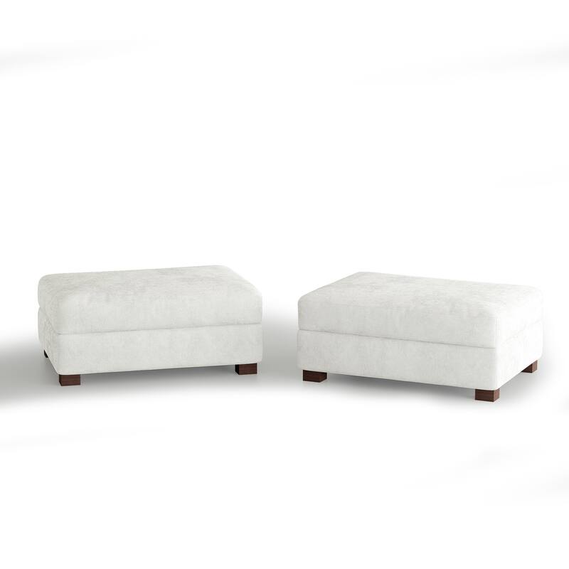 Oversized Chenille Modular Ottoman With Cushioned Top