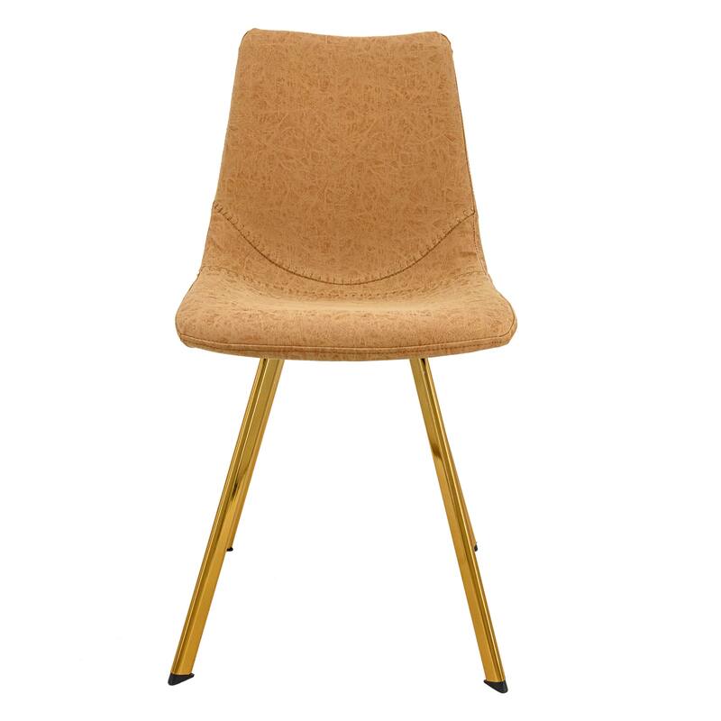 Markley Leather Dining Chair Set of 4 With Gold Metal Legs Modern Accent Side Chair