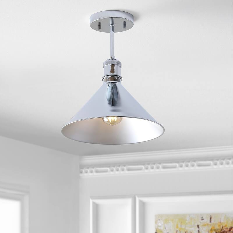 Nira 11" Metal LED Semi-Flush Mount, Oil Rubbed Bronze/Brass Gold by JONATHAN Y - Chrome