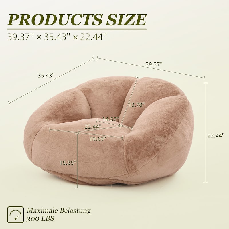 HOMEFUN Fabric Upholstered Oversized Round Comfy Bean Bag Lazy Sofa for Living Room