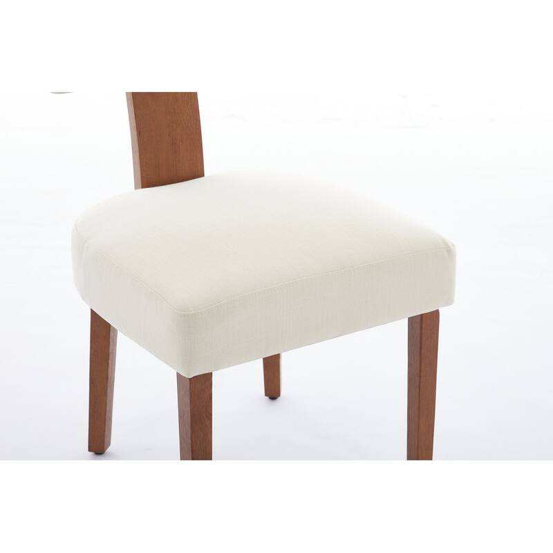 Set of 2 Linen Fabric Modern Armless Dining Chairs With Curved backrest and Solid Wooden Legs for Dining Room Living Room