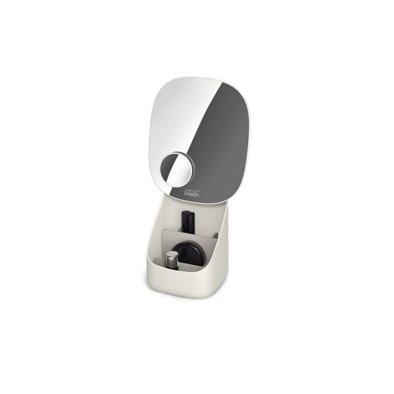 Joseph Joseph Viva Pedestal Mirror with Makeup Cosmetic Storage - Shell - Shell