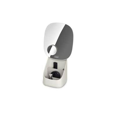 Joseph Joseph Viva Pedestal Mirror with Makeup Cosmetic Storage - Shell