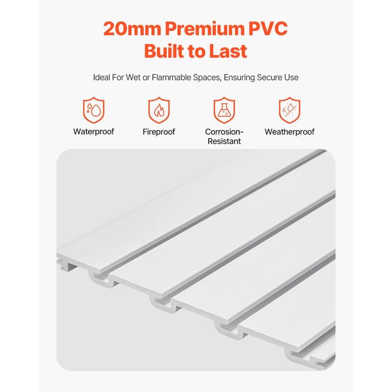 8 x 4 Feet Wall Paneling PVC Garage Slatwall with Accessories Suitable for Both Indoor and Outdoor Use