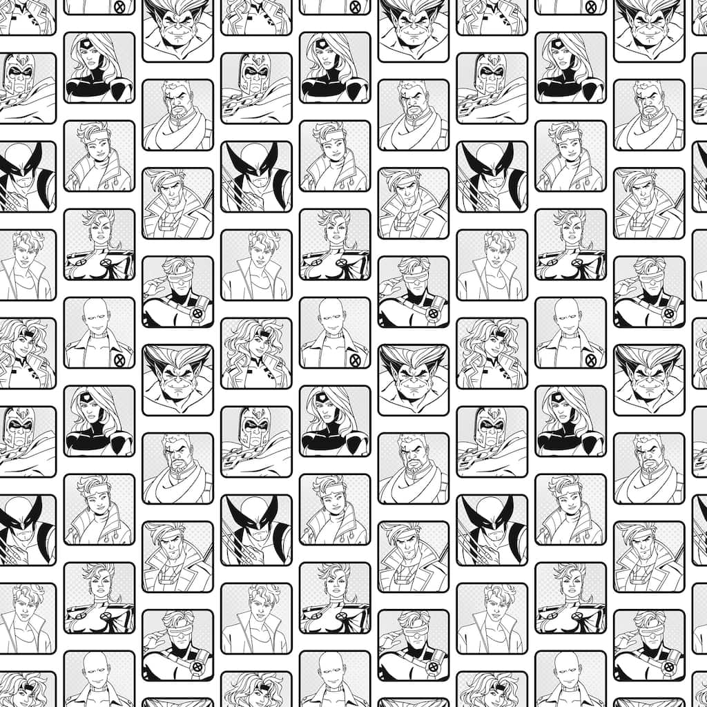 Marvel's X-MEN '97 Comic Cast Black and White Peel and Stick Wallpaper
