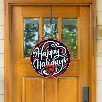Chicago Bears 18" x 18" Happy Holidays Door Décor Wall Sign - 18" x 18"