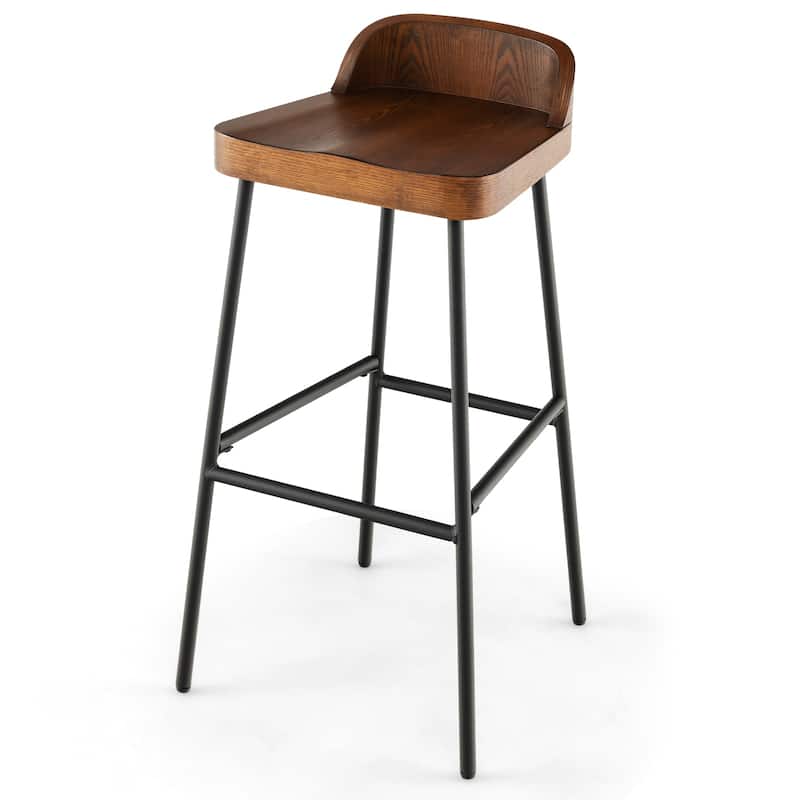 Industrial Bar Stools with Low Back and Footrests - 16.5" x 14" x 32.5" (L x W x H)
