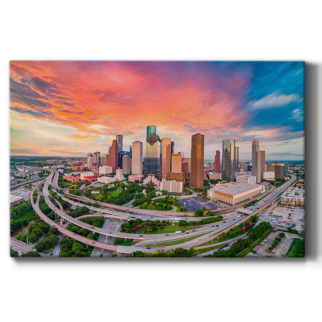 Houston, Texas, USA Skyline at Sunset Premium Gallery Wrapped Canvas - Ready to Hang