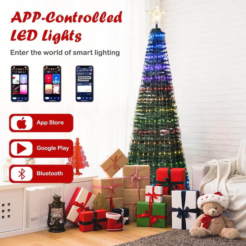 Costway 6.2 FT Pop-up Lighted Christmas Tree Pre-Lit Xmas Tree W/282 - See Details