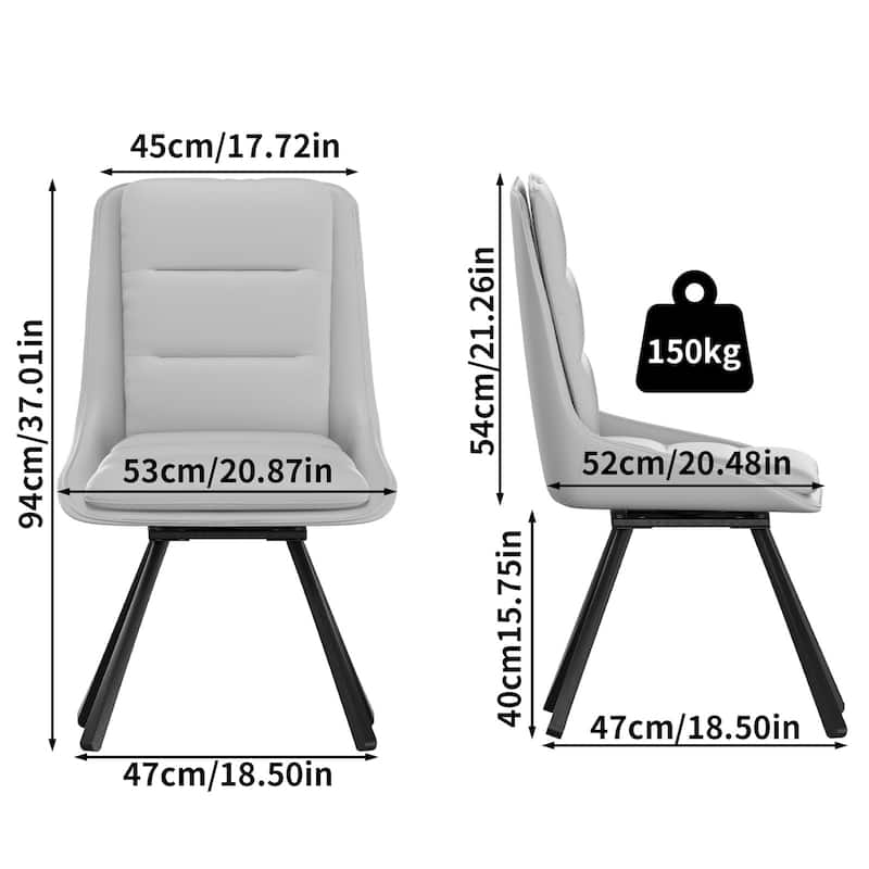 2 Pack Upholstered 360° Swivel Dining Chairs with Metal Legs