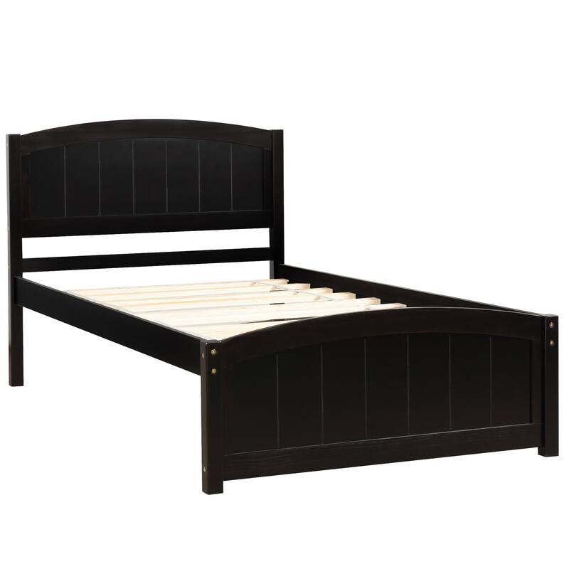 Wood Platform Bed with Headboard Footboard and Slat