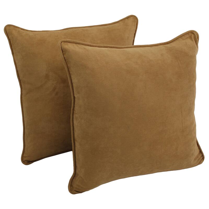 Blazing Needles 25-in. Square Microsuede Throw Pillows (Set of 2) - Camel