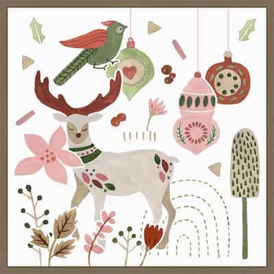 Reindeer Wishes V by Melissa Wang (22 x 22 in.), Framed Canvas Wall Art Print - Sylvie Dark Gold