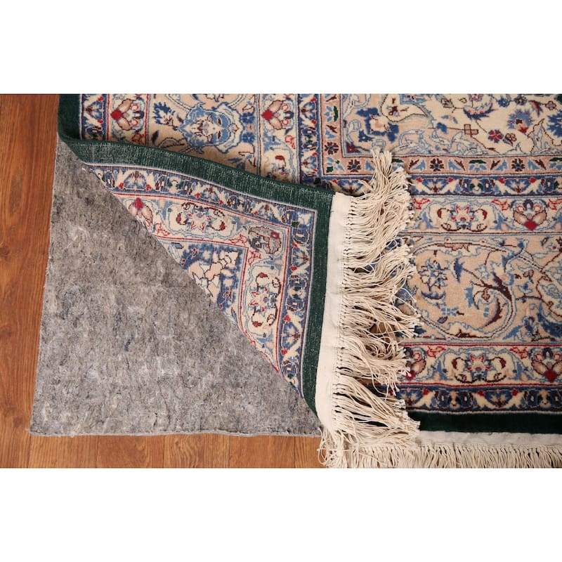Vegetable Dye Green Nain Chinese Area Rug Handmade Wool Carpet - 6'2"x 9'0"