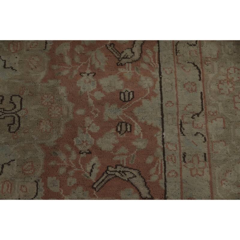 Hand Knotted Oriental 100% Wool Carpet Traditional Floral Pink Kerman Area Rug - 12' 8'' X 9' 8''