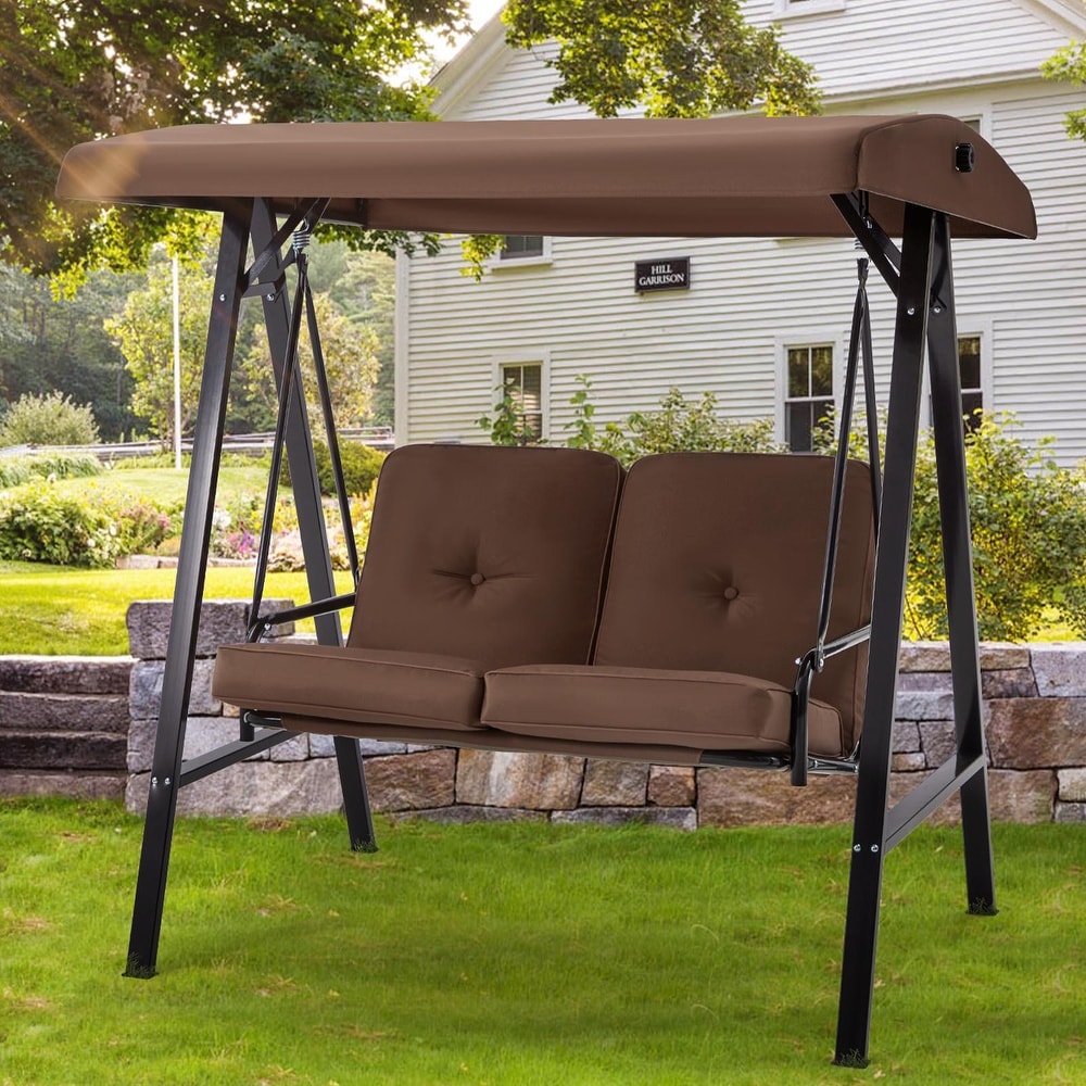 Abba patio 3 person outdoor metal gazebo padded porch swing hammock sale with adjustable tilt canopy