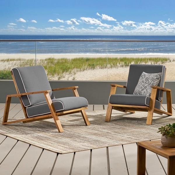 Paloma Acacia Wood Outdoor Club Chairs with Cushions Set of 2 by