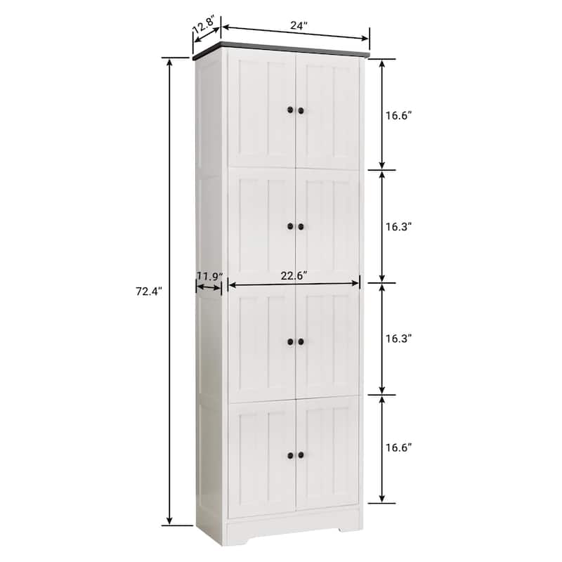 Tall Storage Cabinet With 8 Doors And 4 Shelves - 12.80 x 24.00 x 72.40