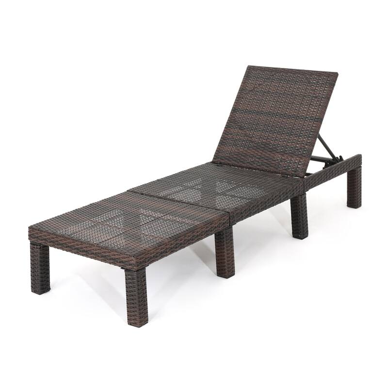 Outdoor Wicker Reclining Chair with Adjustable Backrest, Patio Chair Weather-Resistant Chaise Lounge Chair