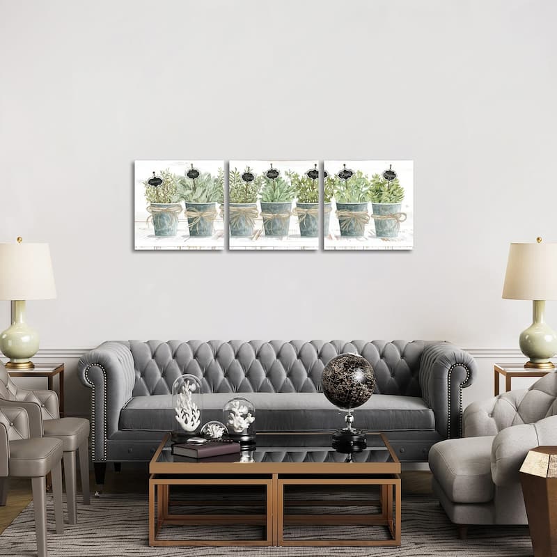 iCanvas "Herbs In A Row" by Cindy Jacobs 3-Piece Wall Art Set - 20x60x1.5