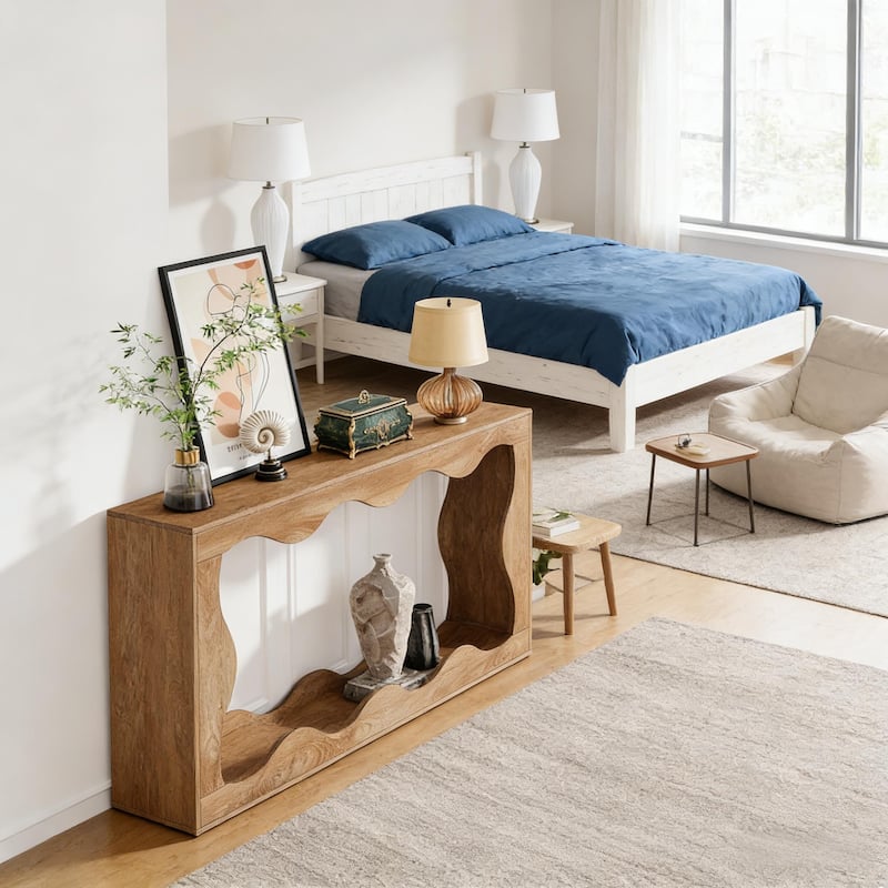 Vintage Narrow Console Table - Wave Design Entryway & Tea Table