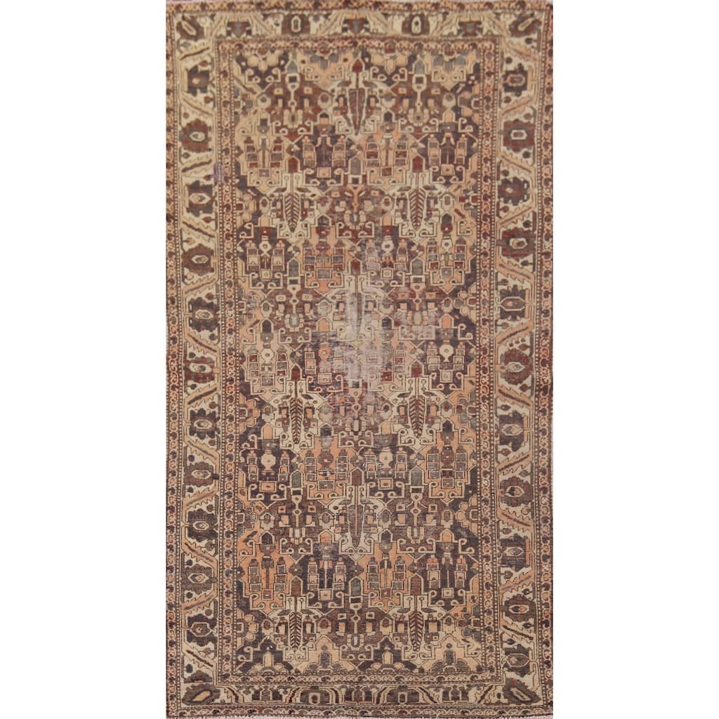 Distressed Bakhtiari Persian Vintage Area Rug Handmade Wool Carpet - 5'4" x 9'10"
