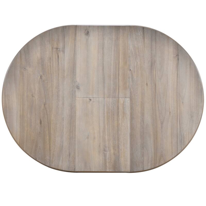 Wood Dining Table Extends From 41.4 " to 56.6", Round Dining Table with Hidden Flip Leaves, Kitchen Table with Rubber Wood Legs