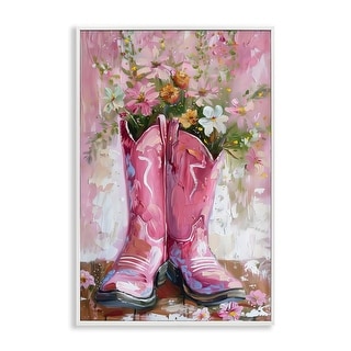 Stupell Floral Boots Pink Cowgirl Framed Giclee Art Design By LSR ...