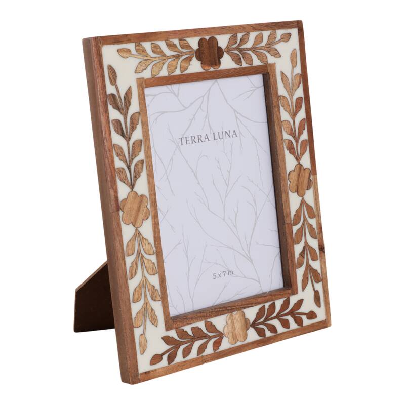 Wood Glass Decorative Photo Frame Handcrafted Boho for Home Display